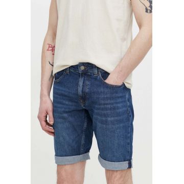 Tommy Jeans pantaloni scurti jeans barbati, culoarea albastru marin