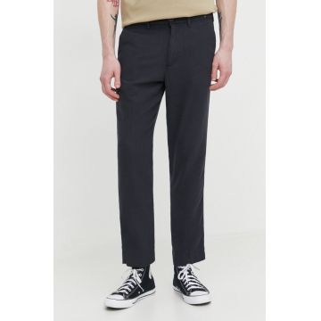 Abercrombie & Fitch pantaloni din amestec de in culoarea negru, cu fason chinos