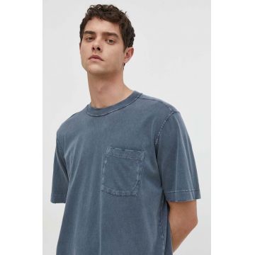 Abercrombie & Fitch tricou din bumbac barbati, culoarea albastru marin, neted