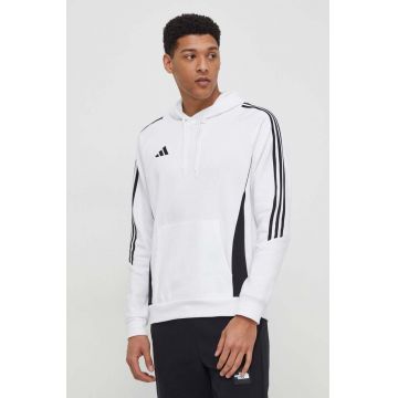 adidas Performance bluză trening Tiro 24 culoarea alb, cu glugă, cu imprimeu  IR7547