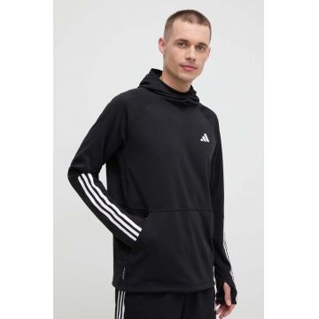 adidas Performance hanorac de jogging Own the Run culoarea negru, cu glugă, cu imprimeu IK4984