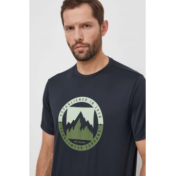 Columbia tricou Ice Lake bărbați, culoarea negru, cu imprimeu 2071731