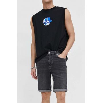 Karl Lagerfeld Jeans pantaloni scurti jeans barbati, culoarea gri Karl Lagerfeld Jeans pantaloni scurti jeans barbati, culoarea gri