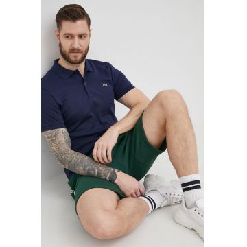 Lacoste polo de bumbac culoarea albastru marin, neted