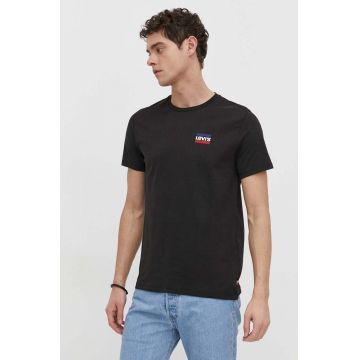 Levi's tricou din bumbac 2-pack barbati, culoarea negru, cu imprimeu