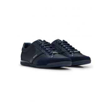 Pantofi sport low-cut cu garnituri din piele intoarsa - Albastru ultramarin