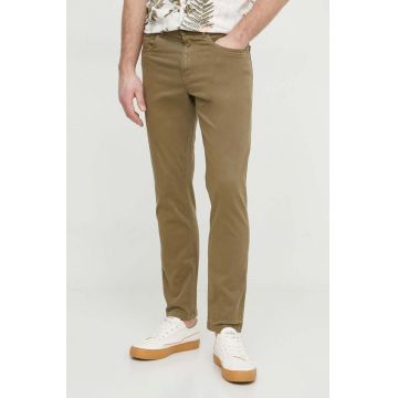 Pepe Jeans pantaloni barbati, culoarea verde, mulata