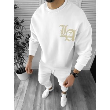 Trening barbati slim fit alb Pantaloni + Hanorac K005 Y4