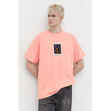 Volcom tricou din bumbac x ARTHUR LONGO barbati, culoarea roz, cu imprimeu