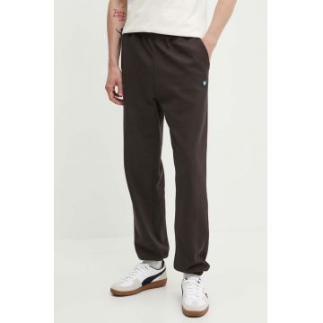 Wood Wood pantaloni de trening din bumbac Cal Joggers culoarea maro, uni, 10275000.2424