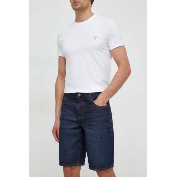 Armani Exchange pantaloni scurti jeans barbati, culoarea albastru marin