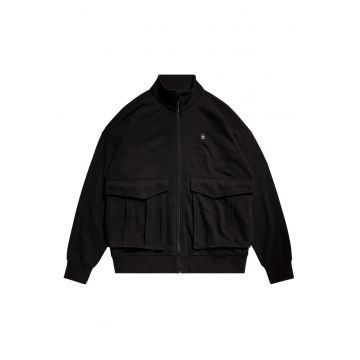 Bluza de trening lejera cu fermoar si buzunare aplicate Rovic - Negru