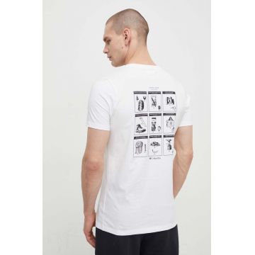Columbia tricou din bumbac Rapid Ridge barbati, culoarea alb, cu imprimeu, 1934824