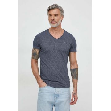 Tommy Jeans tricou bărbați, culoarea bleumarin, melanj DM0DM09587