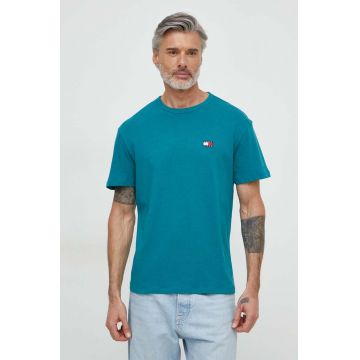 Tommy Jeans tricou din bumbac bărbați, culoarea verde, cu imprimeu DM0DM17995