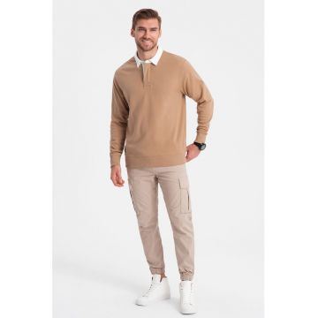 Bluza polo lejera de trening cu fenta cu nasturi