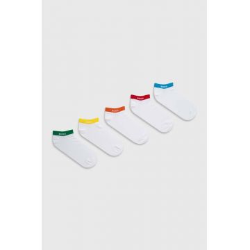 BOSS șosete 5-pack bărbați, culoarea alb 50473144