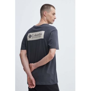 Columbia tricou din bumbac North Cascades barbati, culoarea gri, cu imprimeu, 1834041