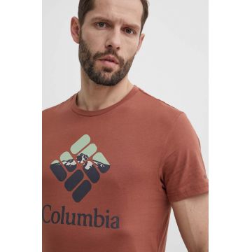 Columbia tricou din bumbac Rapid Ridge culoarea roșu, cu imprimeu 1888813