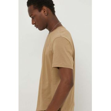 G-Star Raw tricou din bumbac barbati, culoarea bej, neted, D16411-336