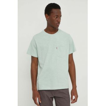 Levi's tricou din bumbac barbati, culoarea verde, cu imprimeu