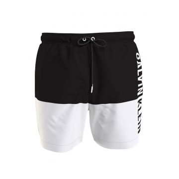 Pantaloni scurti de baie cu snur de ajustare si imprimeu logo