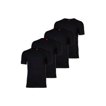 Set de tricouri cu decolteu rotund - 4 piese - Negru
