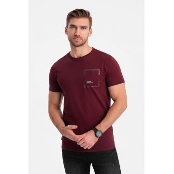 Tricou cu buzunar pe piept - Visiniu