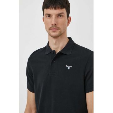 Barbour polo de bumbac culoarea negru, neted