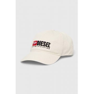 Diesel șapcă de baseball din bumbac culoarea bej, cu imprimeu