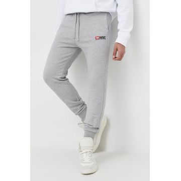 Diesel pantaloni de trening din bumbac culoarea gri, neted