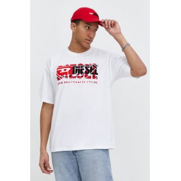 Diesel tricou din bumbac bărbați, culoarea alb, cu imprimeu A12147.0PATI
