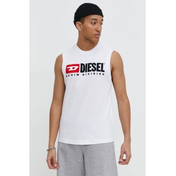 Diesel tricou din bumbac bărbați, culoarea alb A10508.0GRAI