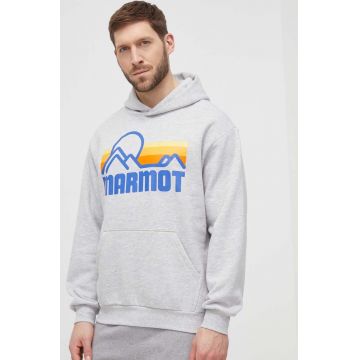 Marmot bluza barbati, culoarea gri, cu glugă, cu imprimeu