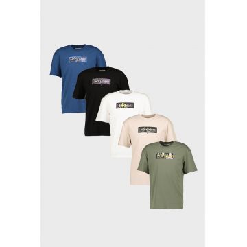Set de tricouri cu imprimeu logo Aop - 5 piese