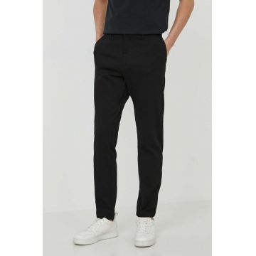 Boss Green pantaloni barbati, culoarea negru, mulata