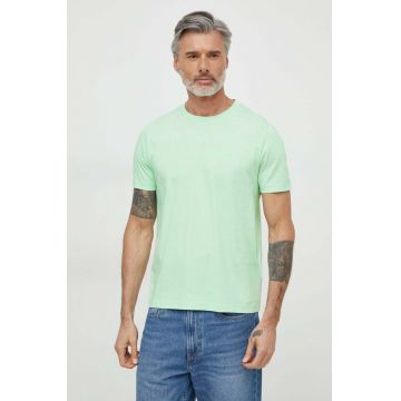 Boss Green tricou din bumbac barbati, culoarea verde, neted