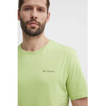 Columbia tricou din bumbac North Cascades barbati, culoarea verde, cu imprimeu, 1834041