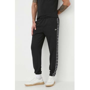 Lacoste pantaloni de trening culoarea negru, cu imprimeu