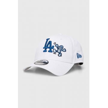 New Era șapcă de baseball din bumbac culoarea alb, cu imprimeu, LOS ANGELES DODGERS