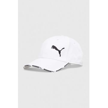 Puma șapcă de baseball din bumbac culoarea alb, cu imprimeu, 024875 24875