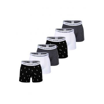 Set de boxeri elastici cu banda logo in talie - 6 perechi