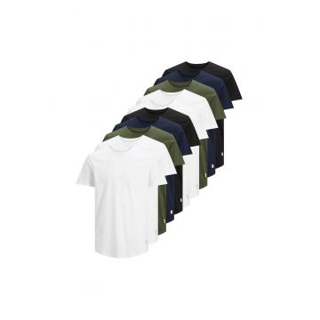Set de tricouri de bumbac - 10 piese - Alb/Negru/Kaki