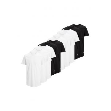 Set de tricouri de bumbac - 10 piese - Alb/Negru