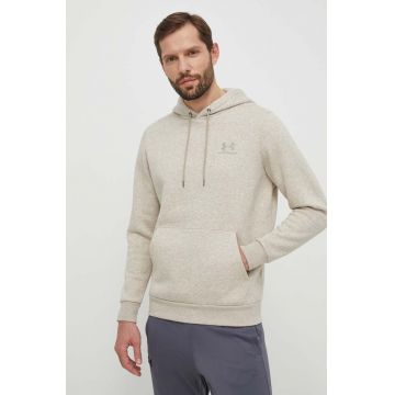 Under Armour bluza barbati, culoarea bej, cu glugă, cu imprimeu