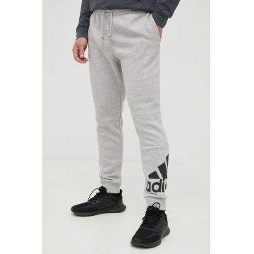 adidas pantaloni de trening barbati, culoarea gri, melanj