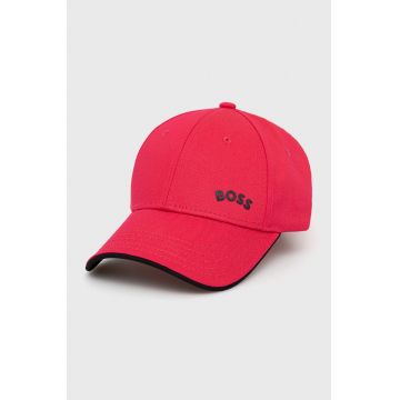 BOSS caciula din bumbac Boss Athleisure , culoarea roz, neted BOSS caciula din bumbac Boss Athleisure , culoarea roz, neted