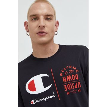 Champion tricou din bumbac Xstranger Things culoarea negru, cu imprimeu