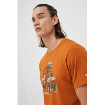 Columbia tricou sport culoarea portocaliu, cu imprimeu