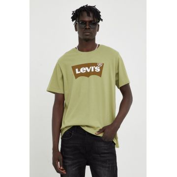 Levi's tricou din bumbac culoarea verde, cu imprimeu